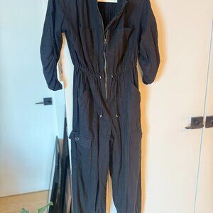 MAX STUDIO Drawcord Waist Long Sleeve Cargo Jumpsuit